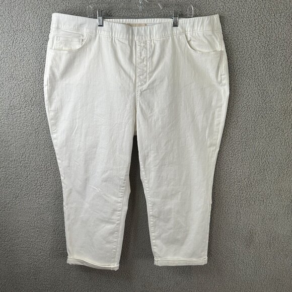 Soft Surroundings 3X White Pull-On Stretch Capri Pants Coastal Beach Vacation - Picture 1 of 12